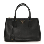 Saffiano Lux Small Galleria Double Zip Tote Black