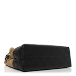 Suede Calfskin Shiny Lambskin Quilted Small Coco Base Shopping Bag Beige Black