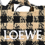 X PAULA'S IBIZA Raffia Mini Font Tote Black Natural