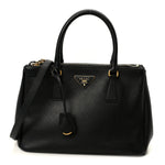Saffiano Small Galleria Double Zip Tote Black