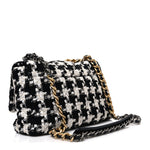 Tweed Quilted Large Chanel 19 Flap Black Ecru White