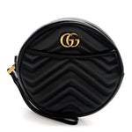 Calfskin Matelasse GG Marmont Round Wrist Wallet Black