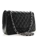Lambskin Quilted Jumbo Double Flap Black