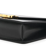Shiny Calfskin Triomphe Margo Wallet on Chain Black