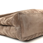 Suede Y Quilted Monogram Medium Loulou Chain Satchel Taupe