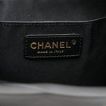 Calfskin Stitched Chain Top Handle Bucket Bag Black