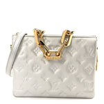 Metallic Lambskin Embossed Monogram Coussin BB Silver
