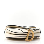Grained Calfskin Mini Saddle Bag White