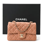 Lambskin Quilted Mini Rectangular Flap Brown