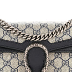 GG Supreme Monogram Textured Dollar Calfskin Small Rectangular Dionysus Shoulder Bag Beige Blue