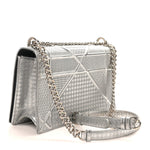 Metallic Patent Micro-Cannage Medium Diorama Flap Bag Silver