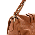 Crinkled Lambskin Mia Shoulder Flap Camel