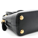 Signature Grained Calfskin Logo XXS Ville Top Handle Bag Black White