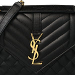 Grain De Poudre Textured Mixed Matelasse Triquilt Medium Monogram Satchel Black