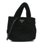 Shearling Nappa Triangle Quilted Patchwork System Tote Black