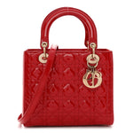 Patent Cannage Medium Lady Dior Red