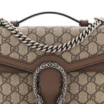 GG Supreme Monogram Textured Dollar Calfskin Top Handle Dionysus Shoulder Bag Beige Ebony New Acero