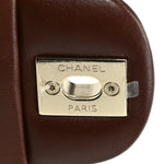 Lambskin Quilted Mini Top Handle Rectangular Flap Dark Brown
