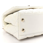 Iridescent Caviar Quilted Extra Mini Coco Handle Flap White