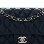 Caviar Quilted Small Double Flap Blue