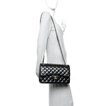 Lambskin Quilted Jumbo Double Flap  Black