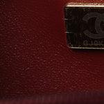 Lambskin Quilted Top Handle Clutch With Chain Burgundy