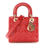 Patent Cannage Small Lady Dior Red