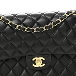 Lambskin Quilted Medium Double Flap Black