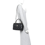 Lambskin Quilted Small Trendy CC Dual Handle Flap Bag Black