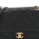Caviar Quilted Medium Chain Flap  Black