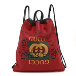 Calfskin Coco Capitan Logo Drawstring Backpack Hibiscus Red