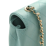 Calfskin Stitched Small Covered CC Flap Bag Green