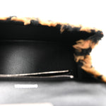Fleece Leopard Print Small Hourglass Top Handle Bag Brown