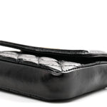 Shiny Aged Calfskin Quilted Waist Belt Bag Black
