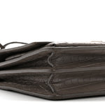 Calfskin Crocodile Embossed Medium Monogram Sunset Fog