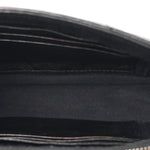 Sheepskin Matelasse Chevron Monogram College Chain Wallet Black