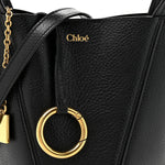 Grained Calfskin Small Spin Tote Black