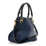 Calfskin Medium Marcie Satchel Royal Navy