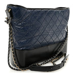 Aged Calfskin Quilted Large Gabrielle Hobo Navy Black