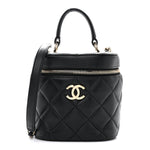 Lambskin Quilted Trendy Vanity Case Black
