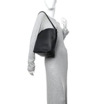 Grained Calfskin Medium N/S Hook Tote Black