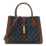 New Denim GG Monogram Dollar Calfskin Medium Jackie 1961 Tote Blue Tea Cuir Epilog