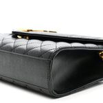 Grain De Poudre Textured Mixed Matelasse Triquilt Medium Monogram Satchel Black