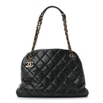 Aged Calfskin Large Just Mademoiselle Bowling Bag Black