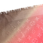 Silk Wool Monogram Tie Dye Shawl Rose