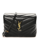 Calfskin Y Quilted Monogram Toy Loulou Crossbody Bag Black
