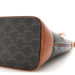 Triomphe Canvas Calfskin Small Bucket Bag Tan