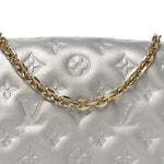 Metallic Lambskin Embossed Monogram Pochette Coussin Silver