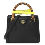 Wonka Grain Calfskin Mini Diana Tote Bag Black Yellow Fluo