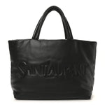 Lambskin Wide Puffer Tote Black